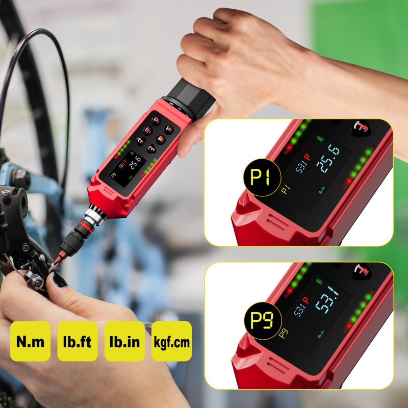 ANPUDS Digital Torque Screwdriver  0.8-53.1in-lbs/0.09-6Nm  Electronic Adjustable Torque Screwdriver Wrench set with 1% Accuracy  Vibration  Buzzer and LED Notification for Bike Repairing - Image 4